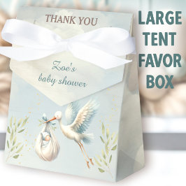 Stork Baby Shower Boy Blue Large Favor Box Geschenkschachtel