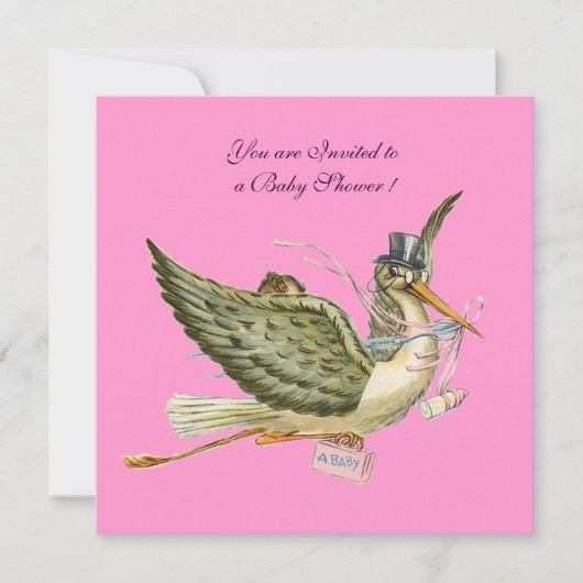 STORK BABY SHOWER EINLADUNG (Vorderseite)