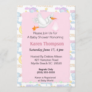 Stork Baby Shower Einladung