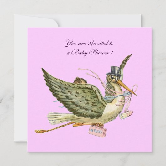 STORK BABY SHOWER EINLADUNG (Vorderseite)