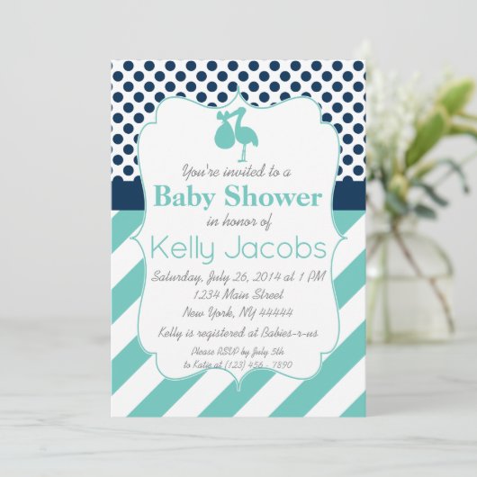 Stork Baby Shower Einladung (Stehend Vorderseite)