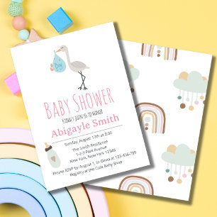 Stork Baby Shower Einladung - Es ist ein Junge