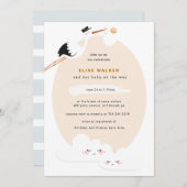 Stork Baby Shower Einladung mit Wolken (Vorne/Hinten)