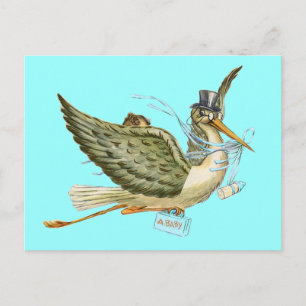 STORK BABY SHOWER EINLADUNGSPOSTKARTE