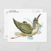 STORK BABY SHOWER EINLADUNGSPOSTKARTE (Vorne/Hinten)