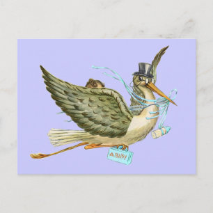 STORK BABY SHOWER EINLADUNGSPOSTKARTE