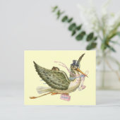 STORK BABY SHOWER EINLADUNGSPOSTKARTE (Stehend Vorderseite)