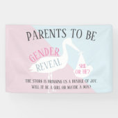 Stork Baby Shower Gender Reveal Party Banner (Horizontal)