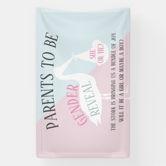 Stork Baby Shower Gender Reveal Party Banner (Vertikal)