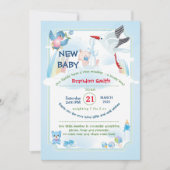 Stork Baby Shower Invitation Einladung (Vorderseite)