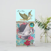 STORK BABY SHOWER MONOGRAM, aquamarin Ankündigung (Stehend Vorderseite)