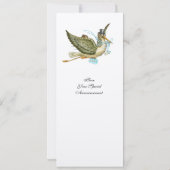 STORK BABY SHOWER MONOGRAM FOTO TEMPLATE Gold Einladung (Rückseite)