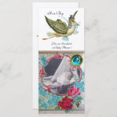 STORK BABY SHOWER MONOGRAM FOTO TEMPLATE Gold Einladung (Vorne/Hinten)