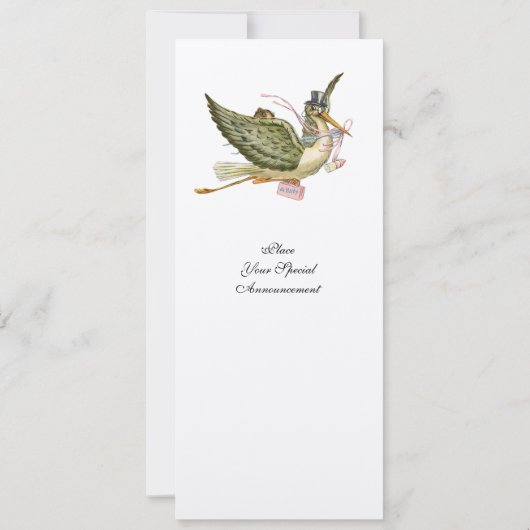 STORK BABY SHOWER MONOGRAM FOTOVORLAGE, Gold Einladung (Rückseite)