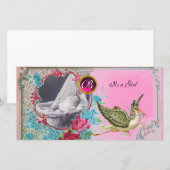 STORK BABY SHOWER MONOGRAM, ruby Ankündigung (Vorne/Hinten)
