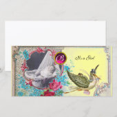 STORK BABY SHOWER MONOGRAM, ruby, weiß Ankündigung (Vorne/Hinten)
