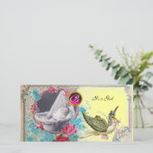 STORK BABY SHOWER MONOGRAM, ruby, weiß Ankündigung (Stehend Vorderseite)