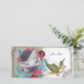 STORK BABY SHOWER MONOGRAM, ruby, weiß Ankündigung (Stehend Vorderseite)