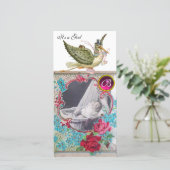 STORK BABY SHOWER MONOGRAM ,ruby-white Ankündigung (Stehend Vorderseite)