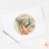 STORK BABY SHOWER MONOGRAM , RUNDER AUFKLEBER (Umschlag)