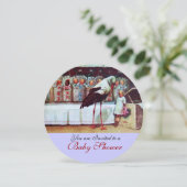 STORK BABY SHOWER New Babies Blue Einladung (Stehend Vorderseite)