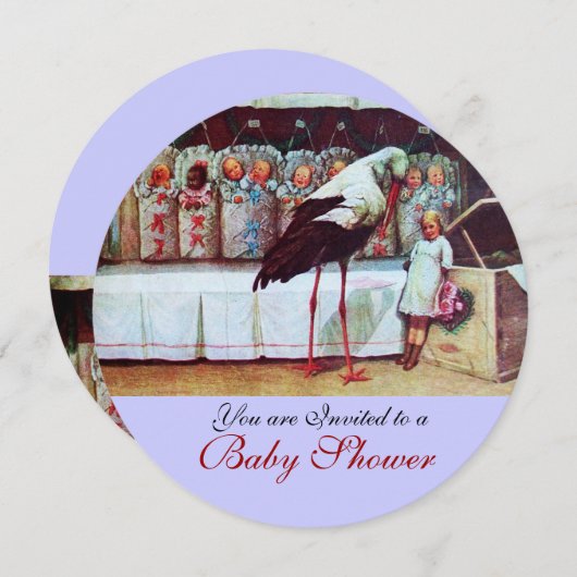 STORK BABY SHOWER New Babies Blue Einladung (Vorne/Hinten)