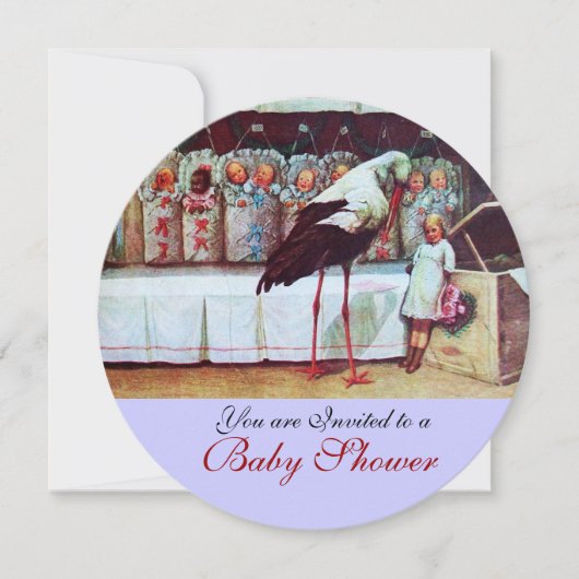 STORK BABY SHOWER New Babies Blue Einladung (Vorderseite)