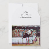 STORK BABY SHOWER New Babies White Pearl Neutral Einladung (Rückseite)