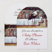 STORK BABY SHOWER New Babies White Pearl Neutral Einladung (Vorne/Hinten)