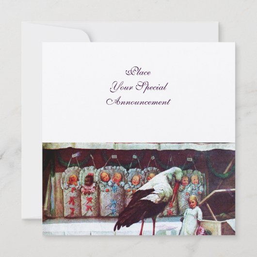 STORK BABY SHOWER New Baby Anreise Champagne Einladung (Rückseite)