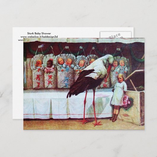 STORK BABY SHOWER New Babys Einladungspostkarte (Vorne/Hinten)