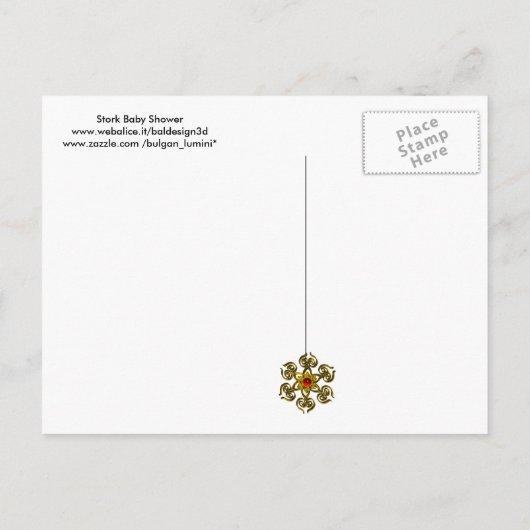 STORK BABY SHOWER New Babys Einladungspostkarte (Rückseite)