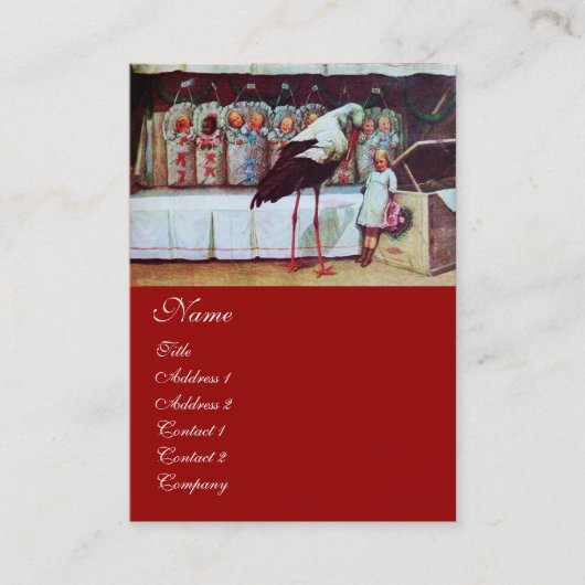 STORK BABY SHOWER red Visitenkarte (Vorderseite)