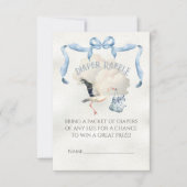 Stork Baby Shower Ribbon Bow Diaper Raffles Einladung (Vorderseite)