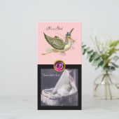 STORK BABY SHOWER SQUARE MONOGRAM ruby Ankündigung (Stehend Vorderseite)