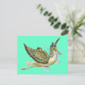 STORK BABY SHOWER, Turquase Einladungspostkarte (Stehend Vorderseite)