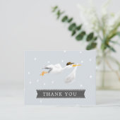 Stork Baby Shower Vielen Dank Postkarte (Stehend Vorderseite)