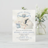 Stork Baby Shower Wappen Sonderlieferung Einladung (Stehend Vorderseite)