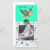 STORK BABY SHOWER WIRBEL MONOGRAM aquamarine Ankündigung (Vorne/Hinten)