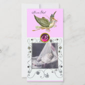 STORK BABY SHOWER WIRBEL MONOGRAM ruby white Ankündigung (Vorderseite)