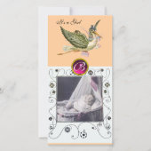 STORK BABY SHOWER WIRBEL MONOGRAM, ruby white Ankündigung (Vorderseite)