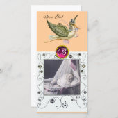 STORK BABY SHOWER WIRBEL MONOGRAM, ruby white Ankündigung (Vorne/Hinten)