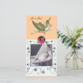 STORK BABY SHOWER WIRBEL MONOGRAM, ruby white Ankündigung (Stehend Vorderseite)