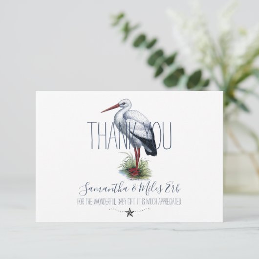 Stork Baby Showtext Danke (Stehend Vorderseite)