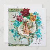 STORK BABY SHOWY 2 Weißeis aus Metall Einladung (Vorderseite)