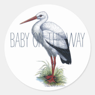 Stork Baby unterwegs Runder Aufkleber