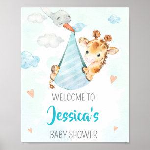 Stork Begrüßungsschild Party Boy giraffe Party Pos Poster