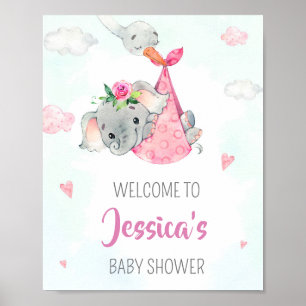 Stork Begrüßungsschild Party Girl Elefanten Plakat