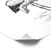 Stork Bird Black and White Cartoon Fotodruck (Ecke)