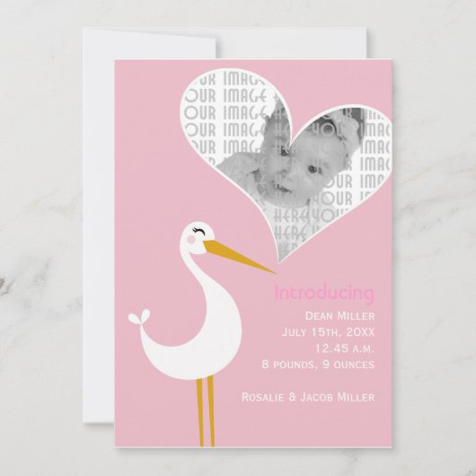 Stork Birth Ankündigung (Vorderseite)